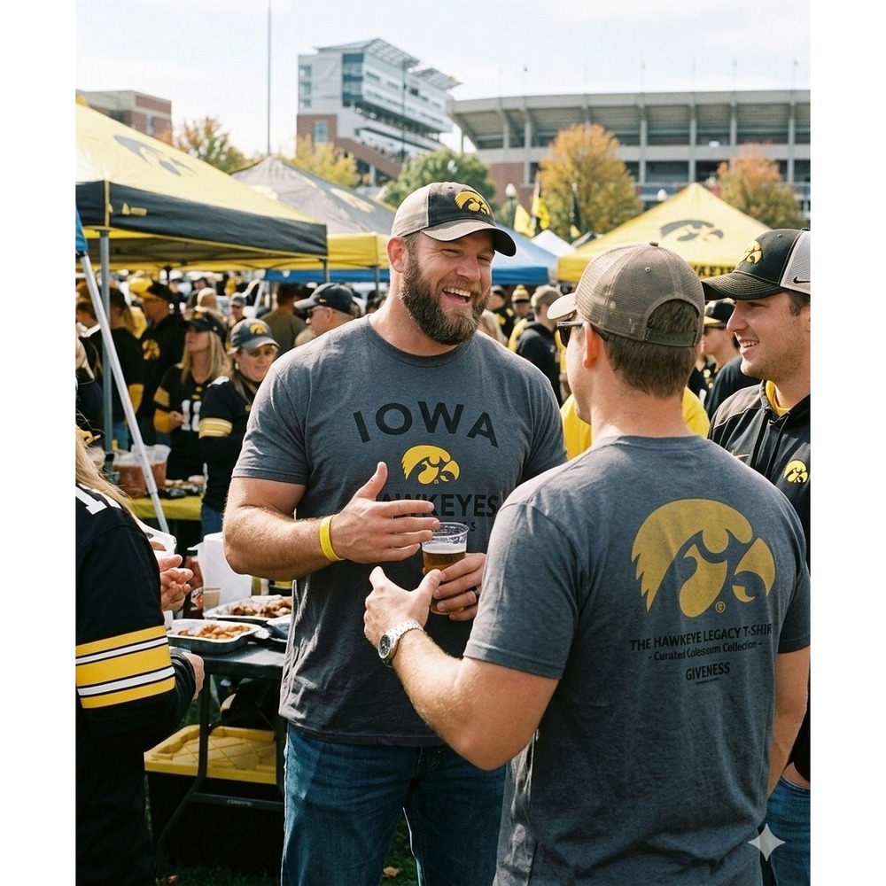 Colosseum Mens Iowa Hawkeyes T-Shirt Gray 3XL Curated Colosseum Collection Tee